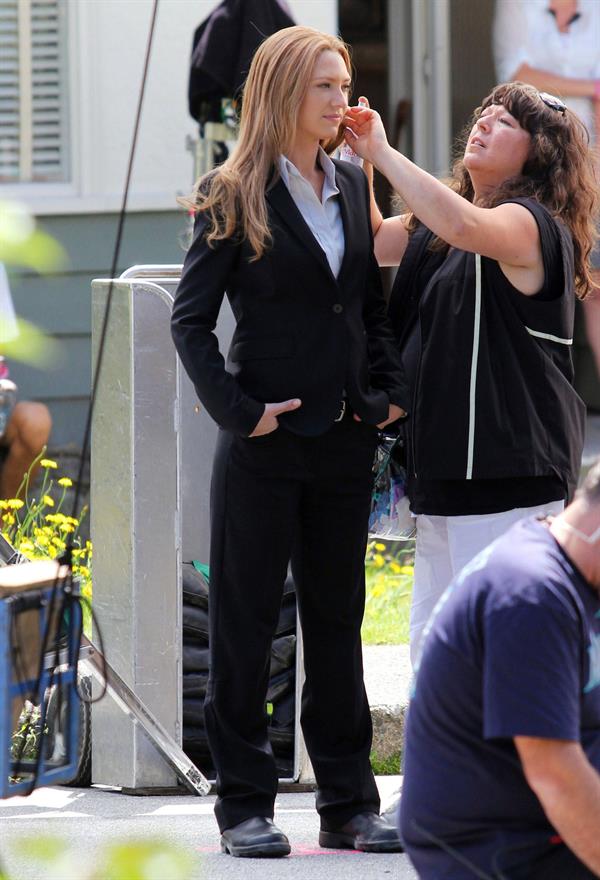 Anna Torv on the set of Fringe in Vancouver Canada on August 2, 2011