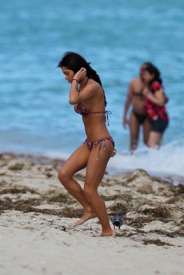 Arianny Celeste bikini candids on a beach in Miami on February 16, 2012