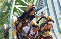 Ashley Benson and Vanessa Hudgens at Busch Gardens in Tampa Bay on March 3, 2012
