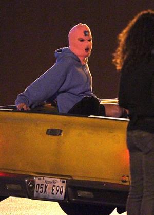 Ashley Benson and Vanessa Hudgens film Spring Breakers Florida on March 15, 2012