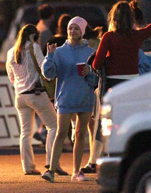 Ashley Benson and Vanessa Hudgens film Spring Breakers Florida on March 15, 2012