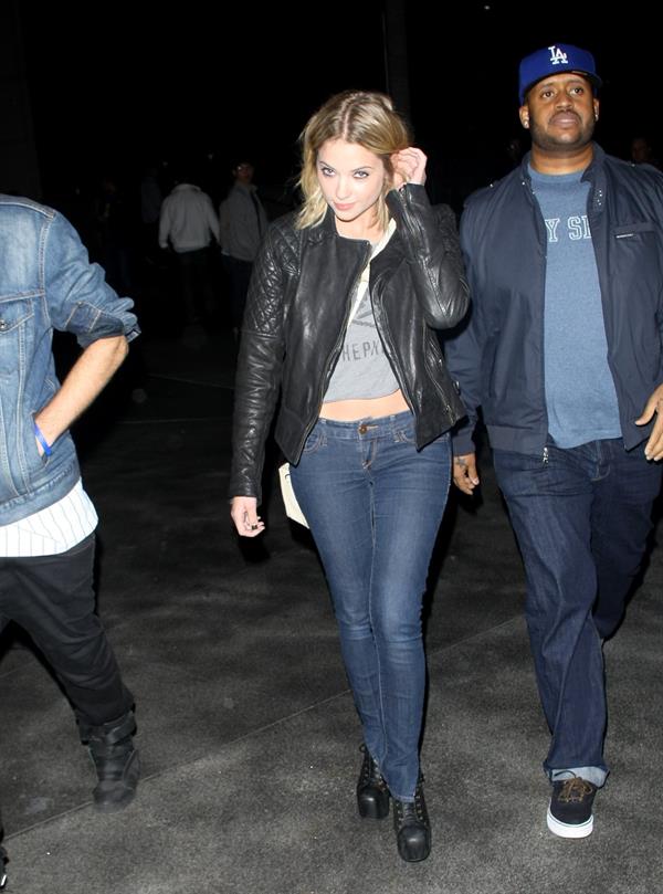 Ashley Benson arriving at the Staples Centre in Los Angeles on February 17, 2012