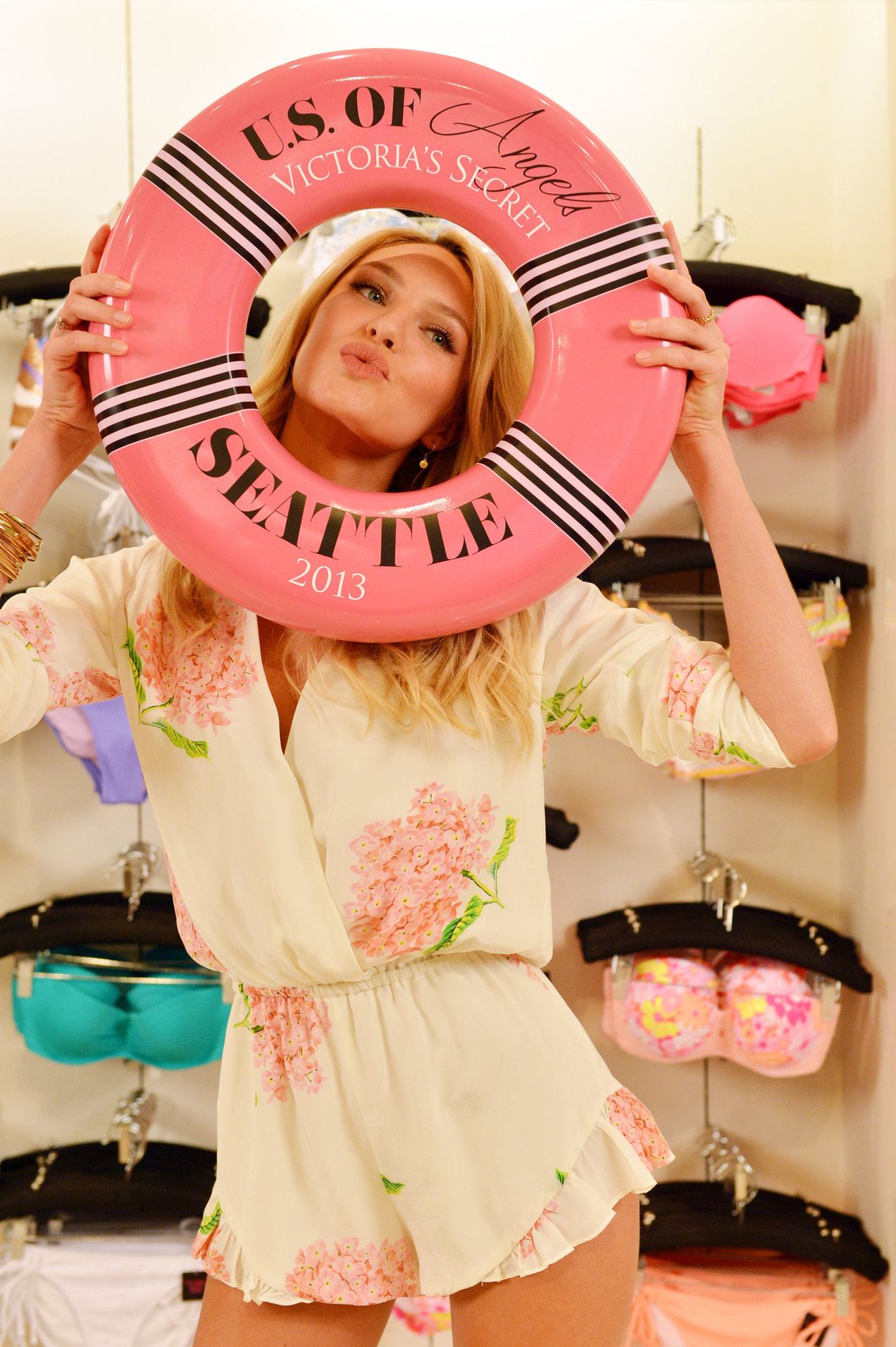 Candice Swanepoel Victoria's Secret U.S. Of Angels Swim Summer Tour Stops In Bellevue, Washington on July 10, 2013 