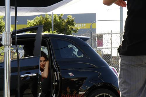 Catrinel Menghia - filming Fiat 500 Abarth ad  