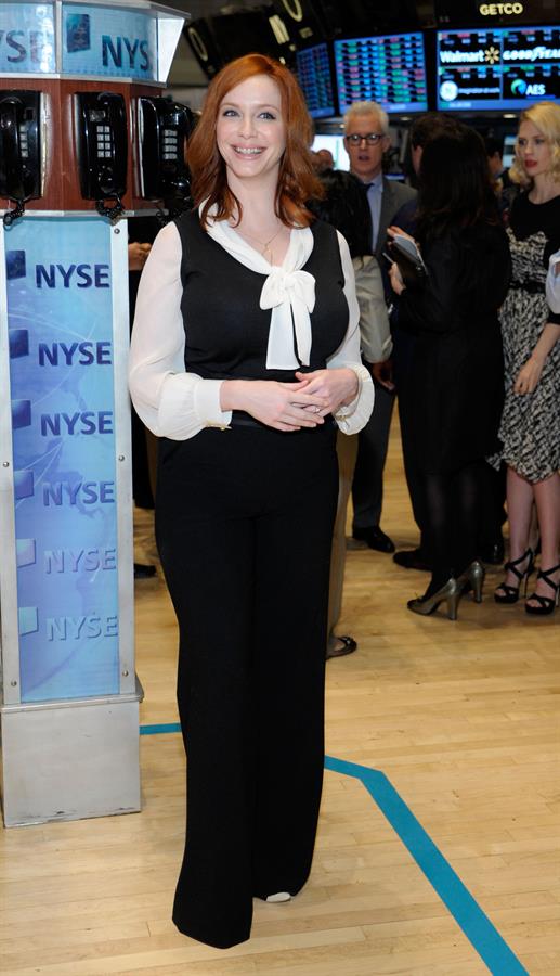 Christina Hendricks opening bell of New York Stock Exchange on March 21, 2012