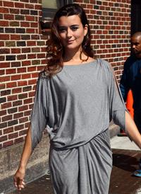 Cote De Pablo outside the Ed Sullivan Theater for Letterman on April 25, 2011 