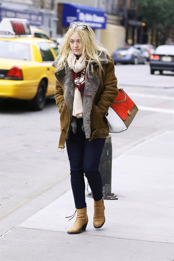 Dakota Fanning Jeans and Boots Out and About SoHo NYC (10/11/12) 