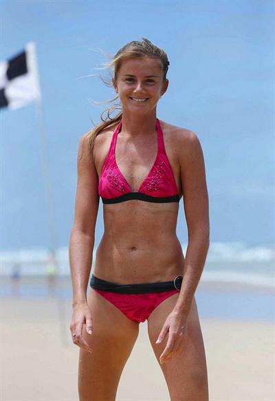 Daniela Hantuchova bikini beach surfing candids in Brisbane, Australia, December 26, 2012 