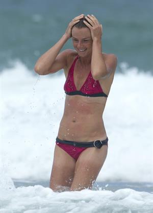 Daniela Hantuchova bikini beach surfing candids in Brisbane, Australia, December 26, 2012 