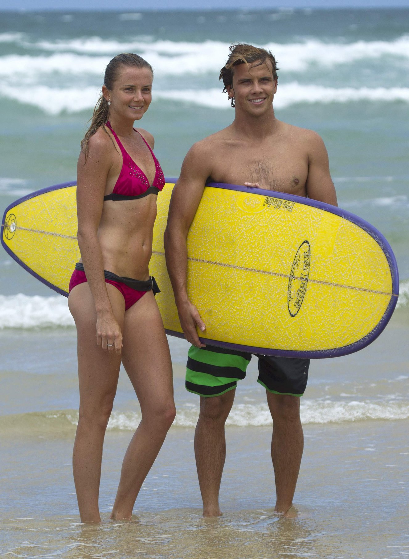 Daniela Hantuchova bikini beach surfing candids in Brisbane, Australia, December 26, 2012 