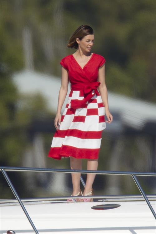 Dannii Minogue swimsuit photoshoot candids in Miami in January, 2011