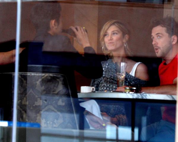 Delta Goodrem Spotted with boyfriend Darren McMullen and friends at Sydney's Park Hyatt Hotel, Sydney, Australia 
