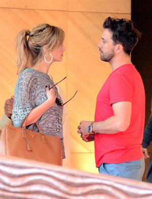 Delta Goodrem Spotted with boyfriend Darren McMullen and friends at Sydney's Park Hyatt Hotel, Sydney, Australia 