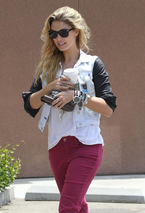 Delta Goodrem - Stopping to get a coffee on her way to work in Los Angeles, California - July 18, 2012