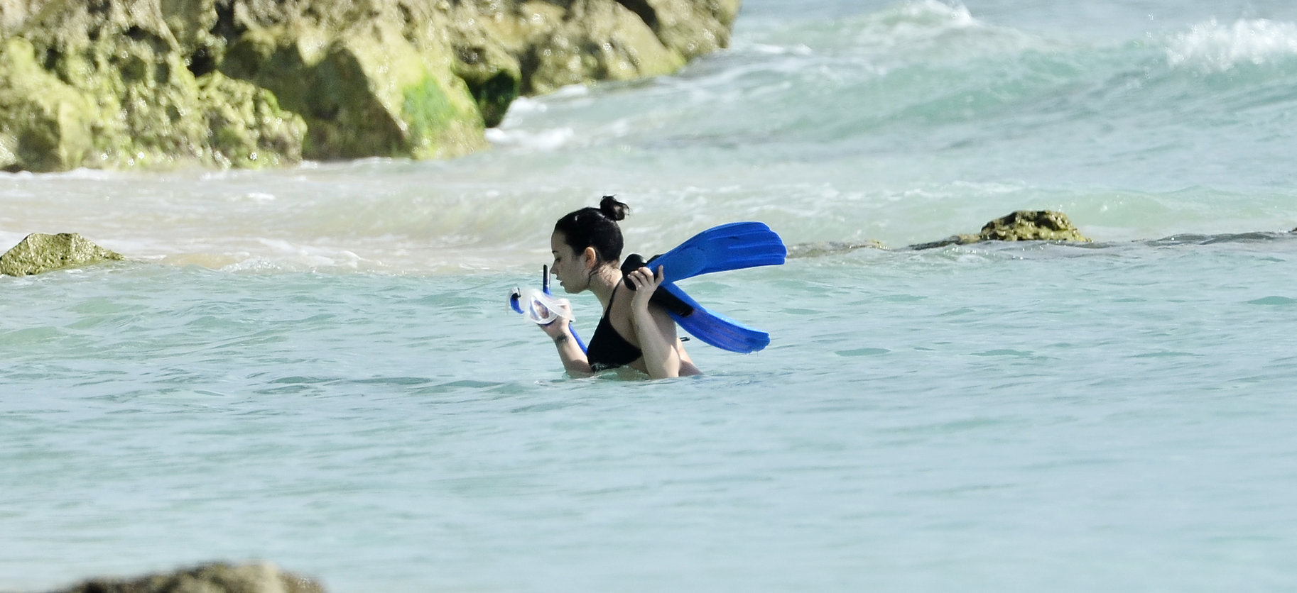 Demi Lovato and her bodyguard are spotted on the beach in Barbados April, 16 2013 