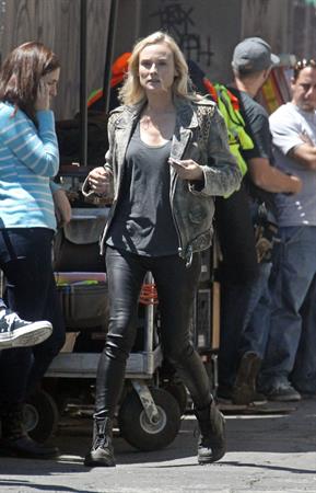 Diane Kruger On the set of her new Movie 'The Bridge' in Los Angeles on April 16, 2013 
