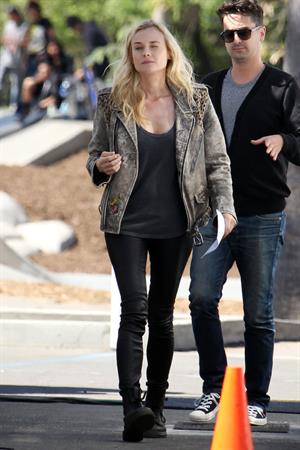 Diane Kruger On the set of her new Movie 'The Bridge' in Los Angeles on April 16, 2013 