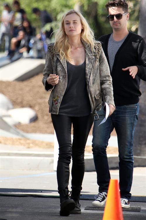 Diane Kruger On the set of her new Movie 'The Bridge' in Los Angeles on April 16, 2013 