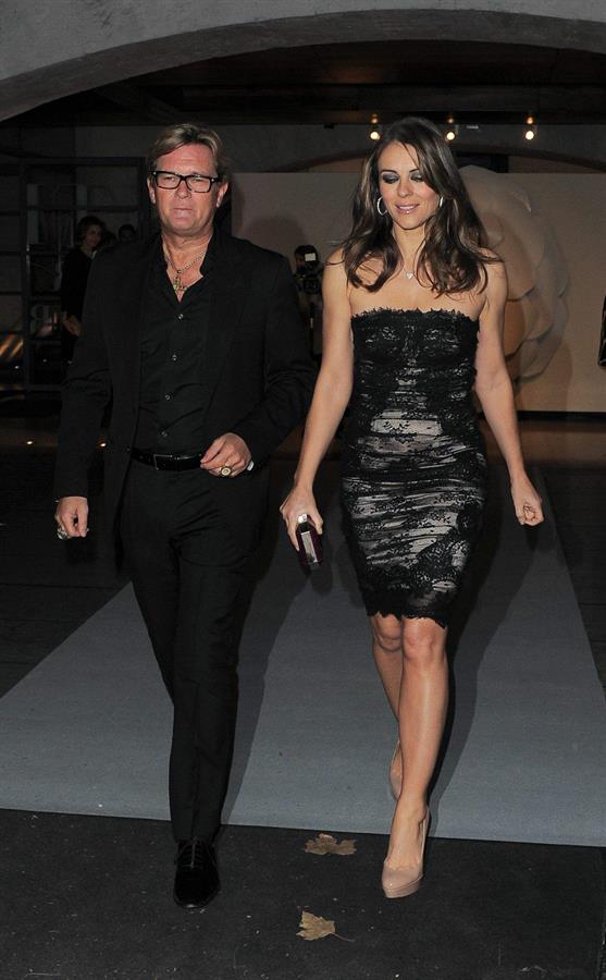 Elizabeth Hurley Leaves her home and heads to the Valentino Ehibition in London November 28, 2012 