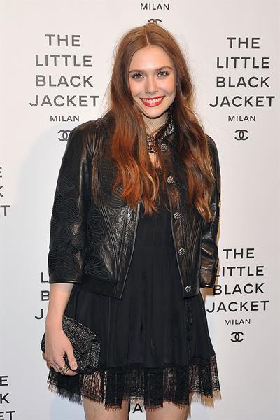 Elizabeth Olsen Chanel The Little Black Jacket - Karl Lagerfeld Photo Ehibition Dinner Party Milan, April 4, 2013 