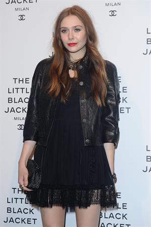 Elizabeth Olsen Chanel The Little Black Jacket - Karl Lagerfeld Photo Ehibition Dinner Party Milan, April 4, 2013 