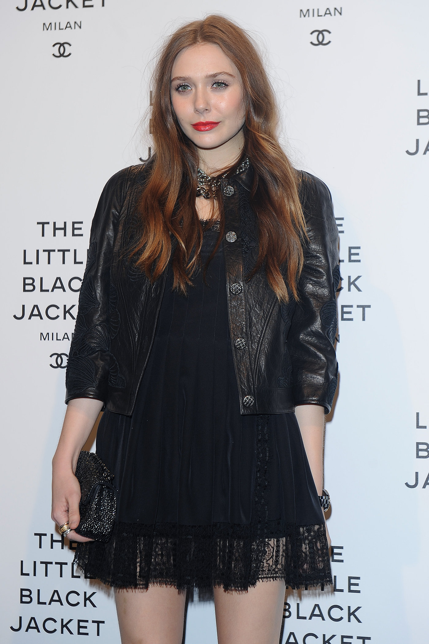 Elizabeth Olsen Pictures Elizabeth Olsen Chanel The Little Black Jacket - Karl Lagerfeld Photo Ehibition Dinner Party Milan, April 4, 2013