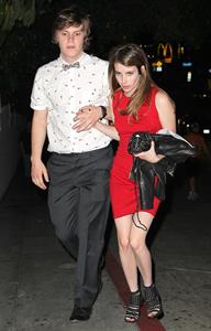 Emma Roberts in LA in a red dress 4/27/13  