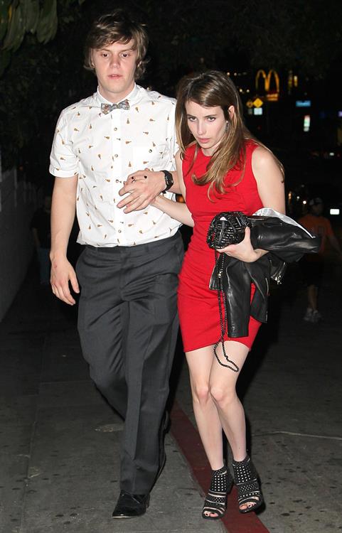Emma Roberts in LA in a red dress 4/27/13  