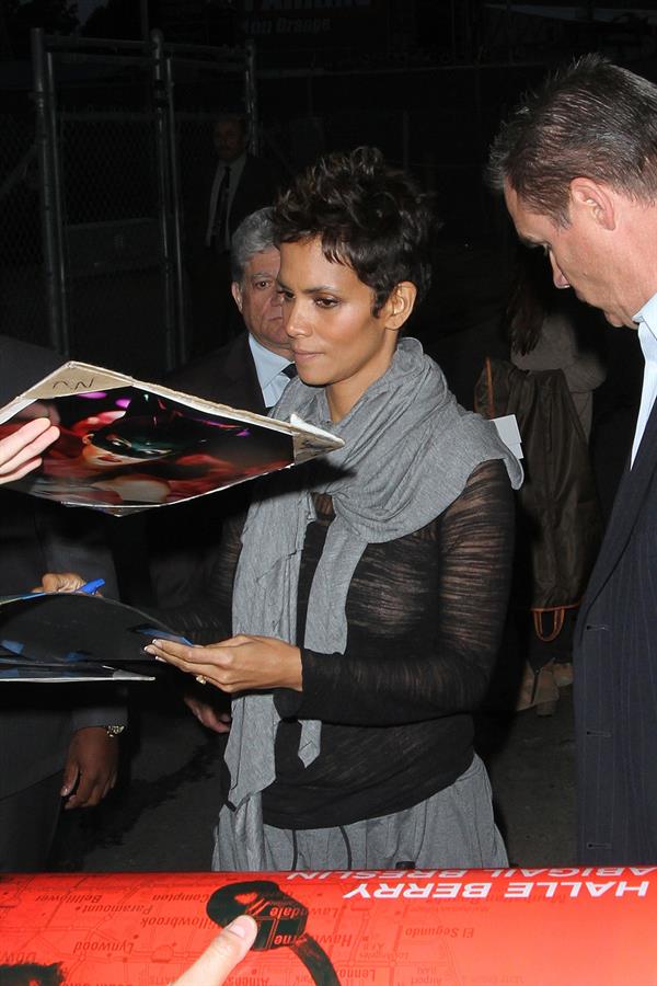 Halle Berry arrives for the Jimmy Kimmel Show in Los Angeles on March 20, 2013