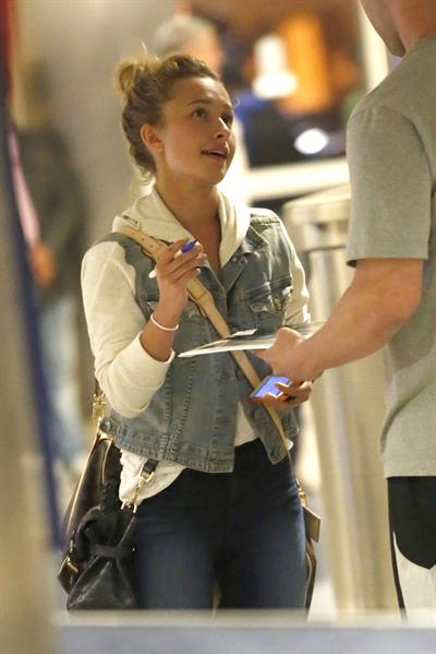 Hayden Panettiere arriving at LAX Airport and signing autographs on May 29, 2013