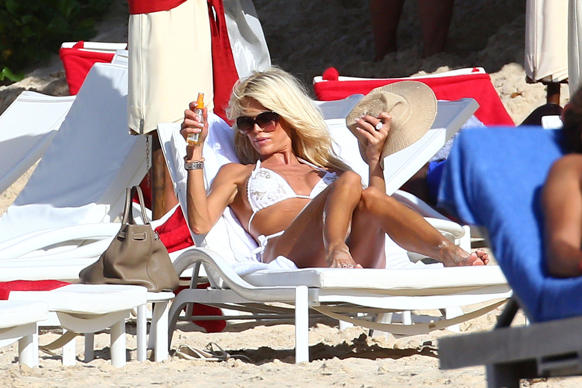 Victoria Silvstedt - white bikini in St. Barts 1/3/13  