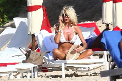Victoria Silvstedt - white bikini in St. Barts 1/3/13  