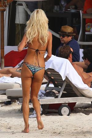 Victoria Silvstedt in a bikini on the beach in St. Barts 1/5/13