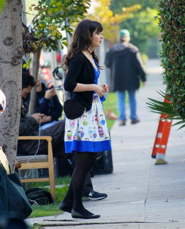 Zooey Deschanel on the set of 'New Girl in Los Angeles December 4, 2012 