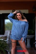 Gemma Massey strips nude outdoors