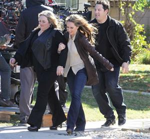 Jennifer Love Hewitt filming The Client List and really getting into character in between takes. January 10, 2013 