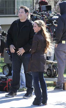 Jennifer Love Hewitt filming The Client List and really getting into character in between takes. January 10, 2013 