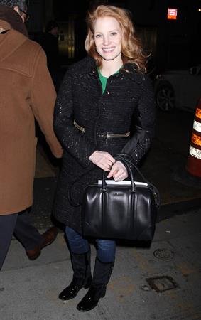 Jessica Chastain leaving the Walter Kerr Theatre in New York - February 7, 2013 