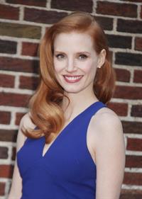 Jessica Chastain (upsizes) at the Late Show with David Letterman in New York 1/7/13 