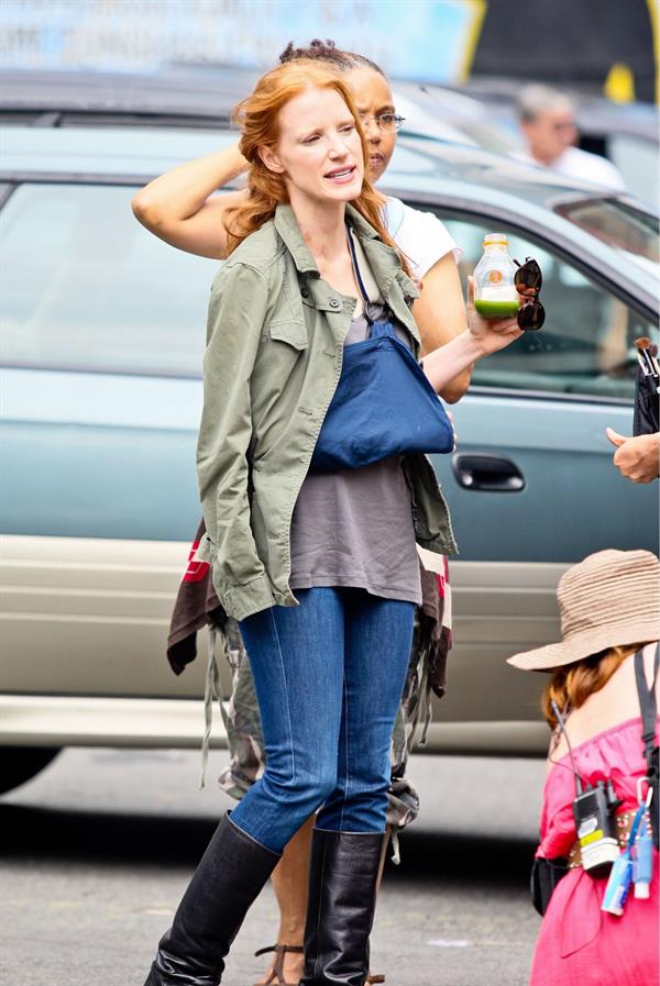 Jessica Chastain - The set of  The Disappearance of Eleanor Rigby  in New York City (13 Jul 2012)