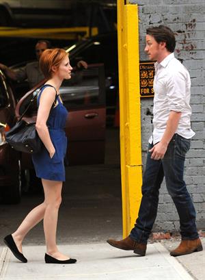 Jessica Chastain - The set of  The Disappearance of Eleanor Rigby  in New York City (13 Jul 2012)