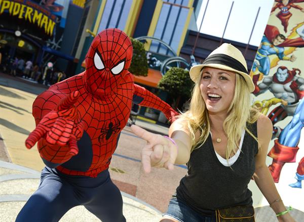 Kaley Cuoco - Hanging with Spiderman at Universal Orlando 02.09.12