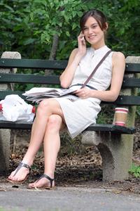 Keira Knightley on the set of 'Can A Song Save Your Life' in Central Park 8/7/12 