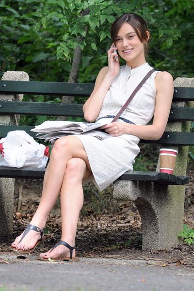 Keira Knightley on the set of 'Can A Song Save Your Life' in Central Park 8/7/12 