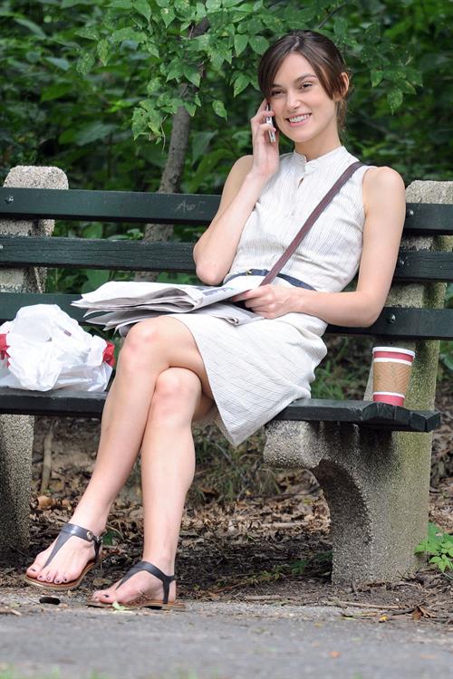 Keira Knightley on the set of 'Can A Song Save Your Life' in Central Park 8/7/12 