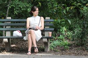 Keira Knightley on the set of 'Can A Song Save Your Life' in Central Park 8/7/12 