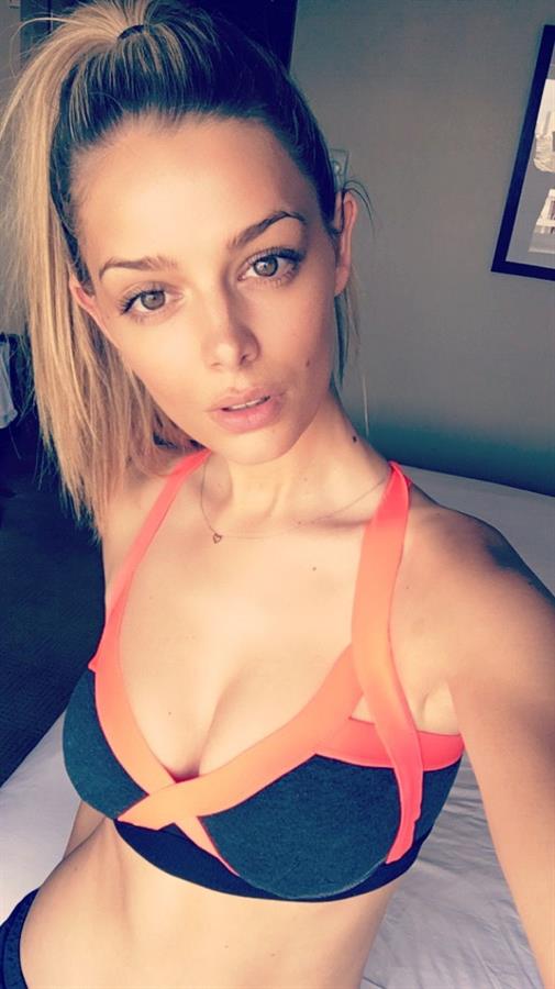 Danielle Knudson in lingerie taking a selfie