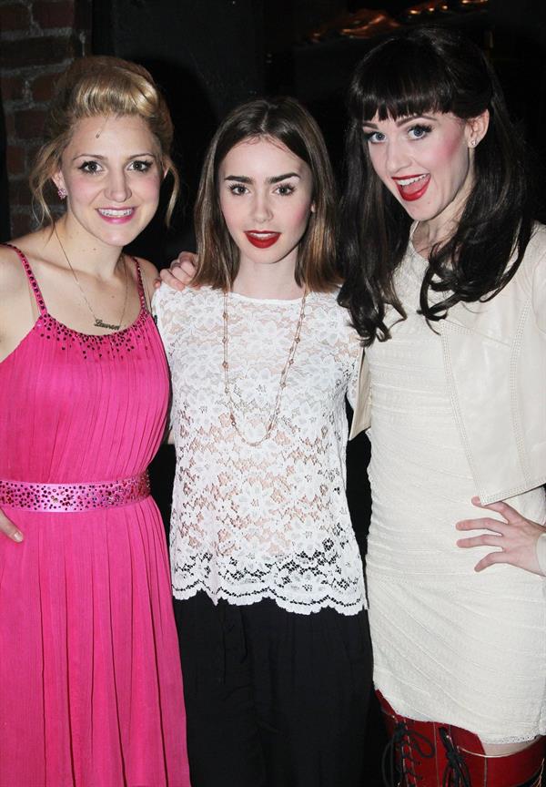 Lily Collins “Kinky Boots” backstage candids 10/17/13 