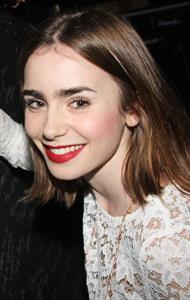 Lily Collins “Kinky Boots” backstage candids 10/17/13 