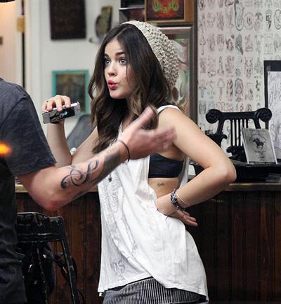 Lucy Hale - at Shamrock Tattoo - September 9th, 2012